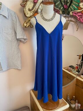 Amanda Uprichard Royal Blue 100% Silk Backless Slip Dress NWT